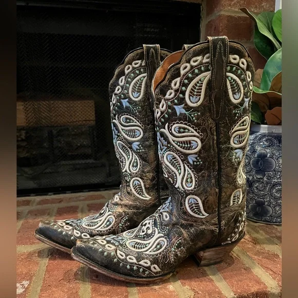 Dan Post Anna snip toe Embroidered Western Cowboy Boots, women’s size 9, - Picture 2 of 11